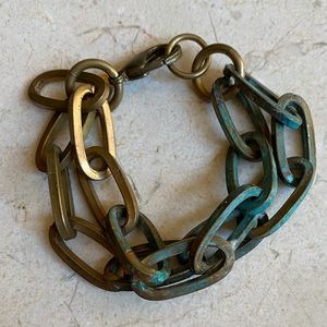 Bronze and verdigris toned link bracelet